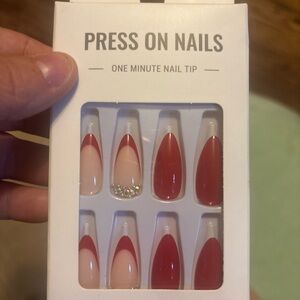 Red and Nude Press On Nails